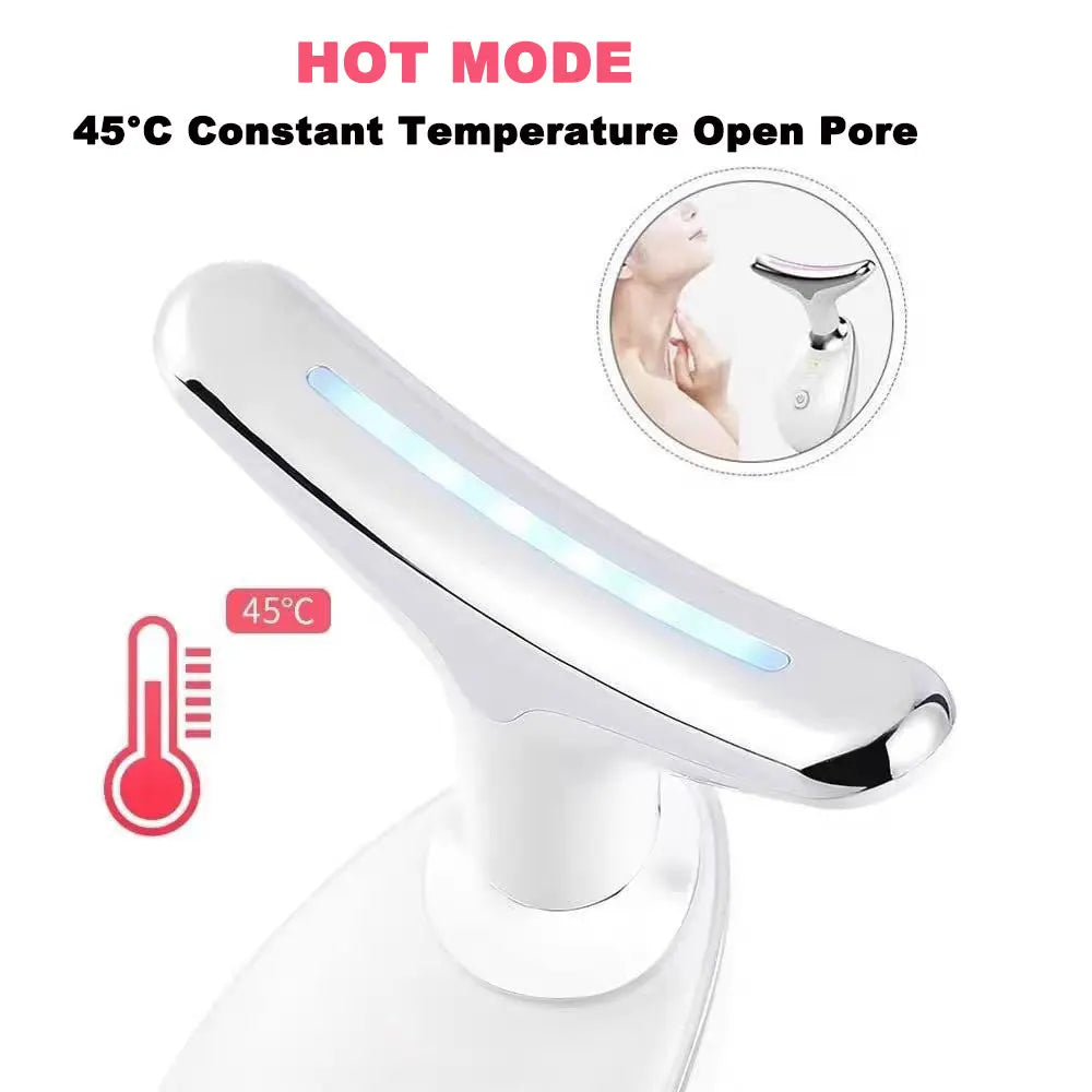 7-Color LED Face & Neck Massager — Skin Tightening & Anti-Aging Device