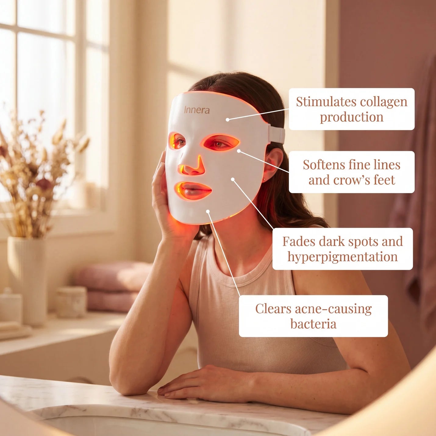 Innera™ SkinRevive Pro — Red Light LED Face & Neck Therapy Mask
